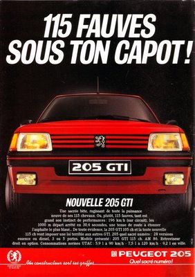 205 peugeot gti années 80