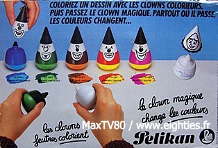annees 80 années 80 80's feutres pelikan feutre souris clown clowns ecole souvenirs nostalgie