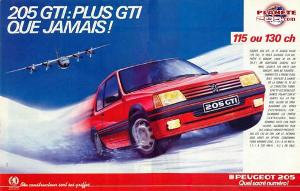 années 80 technologies pub publicité peugeot 205 gti voiture auto 