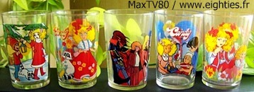 années 80, annees 80, 80's, verres-à-moutarde, verre-a-moutarde, verres-décorés, dessins-animés, nostalgie, mode, ducros, maille, amora, eighties, glass, cartoon, glasses, basos, baso, maya, candy, goldorak, nils holgersson, albator, maya-l'abeille, yakari, enfants, enfant, trentenaires,