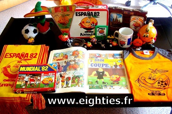 ANNEES 80, 80's, eighties, mascottes, coupe du monde, foot, football, Pique, naranjito, Ciao, Gauchito, juanito, willie, Tip et tap, world cup, soccer, souvenirs, nostalgie