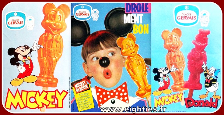 Glaces Mickey Donald Disney Gervais années 80 Glaçons