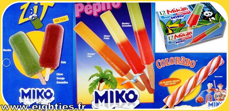 Glaces Miko glaçons à l'eau des années 80