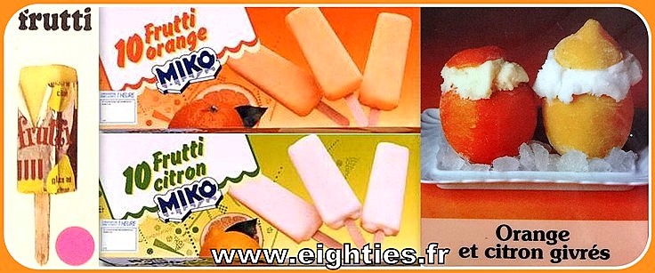 Glaces à l'eau de Miko Oranges givrées frutti années 70