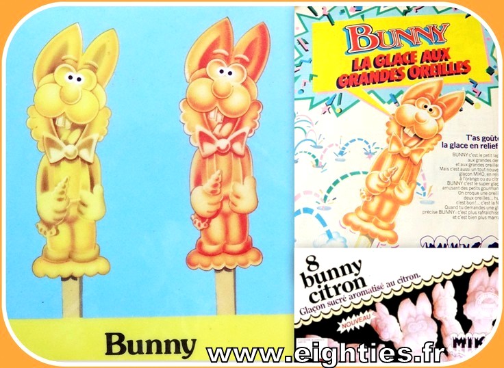 Glace à l'eau Bunny de Miko glaçon lapin en relief années 80