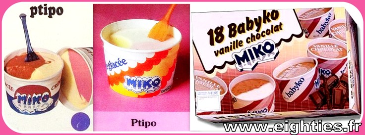 Ptipo de glace de Miko cantine des années 70 petit pot avec cuillère
