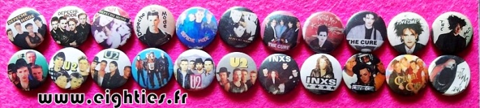 Badges Cure U2 Depeche mode des annees 80 buttons eighties