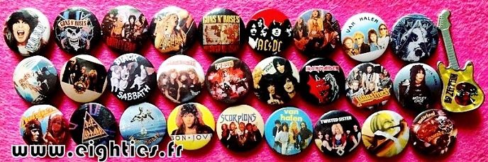 Badges de HARD ROCK des annees 80 buttons eighties