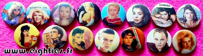 Badges de Sandra Samantha Fox des annees 80 buttons eighties