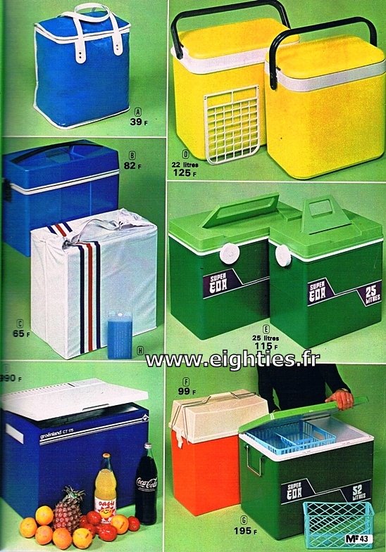 ANNEES 80, 80's, eighties, camping, vacances, 70's, tentes, souvenirs, nostalgie, catalogue, manufrance, vaisselle, meubles, matelas