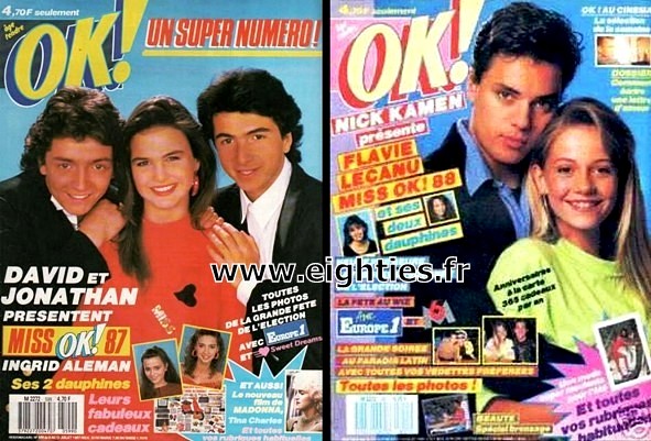 gagnantes Election Miss OK magazine années 80 Ingrid Aleman Flavie Lecanu Flament