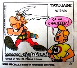 Années 80, 80's, eighties, Tatouages Malabar, Vignettes Malabar, Tatoo, astérix, obélix, drogue, lsd, collection, chewin-gum, nostalgie, enfance, souvenirs, série détective, spacebulle, monstres de l'espace, 