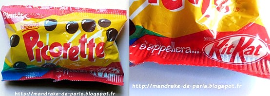 bonbons picorette de Nestlé années 80 boules chocolat kit kat ball