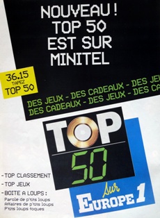 Publicité papier Top 50 Europe 1 années 80