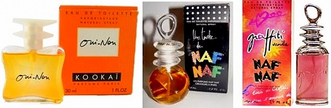 Parfum Oui-non de Kookaï et parfums Naf Naf années 90